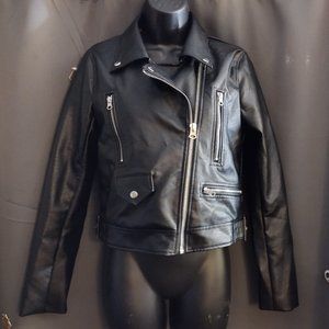 `Love Tree - Black Leather Jacket - Size Small